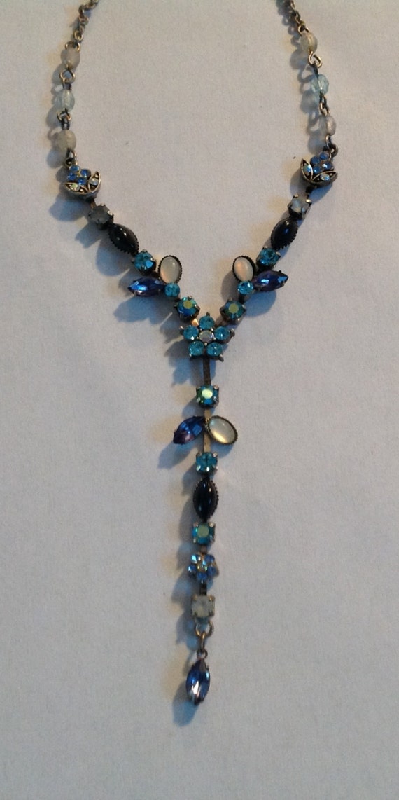 Vintage A/B  Crystal Flower Drop Necklace