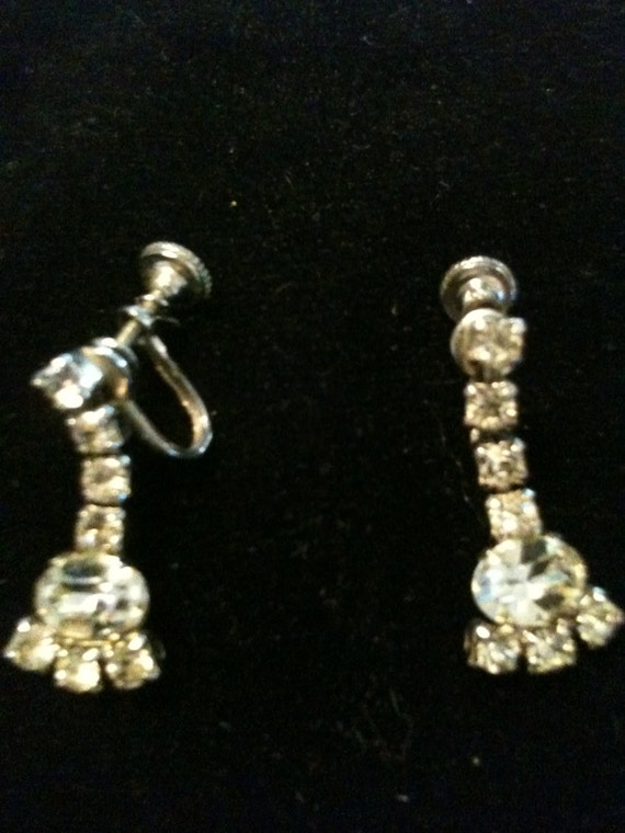 Beautiful Vintage Rhinestone Earrings / Silverton… - image 1