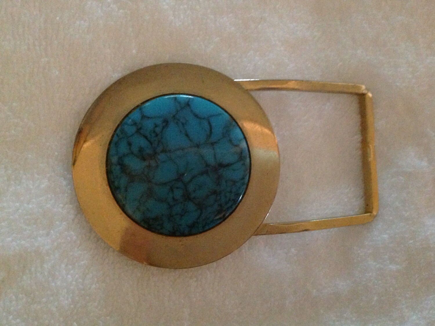 Vintage Bohemian Southwest 90\'s Western Brass & Turquoise Cabochon Y2K Buckle Turquoise Western Belt Buckle: Antique Brass Engraved Oval  main image 2