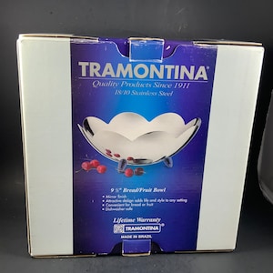 Vintage TRAMONTINA DECORATIVE BOWL, Cobalt Blue Feet, Bread/Fruit Bowl, (New/ Old Stock)