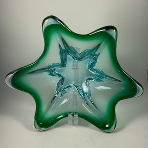 Vintage MURANO STAR BOWL, Star Shaped, Art Glass, Blown Glass, Italian, Decor, Collectables