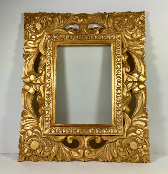 Vintage BAROQUE PICTURE FRAME Ornate Carved Photo Frame With Glass Hollywood Regency Victorian Style Art deco