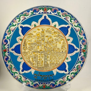 Vintage JUDAICAL ISRAEL PLATE, Hand Painted, City of Jerusalem