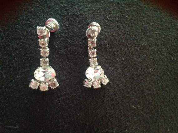 Beautiful Vintage Rhinestone Earrings / Silverton… - image 5