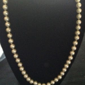 Vintage Ivory Glass Pearl Necklace Knotted image 1