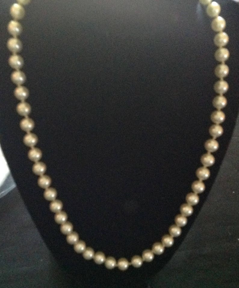 Vintage Ivory Glass Pearl Necklace Knotted image 1
