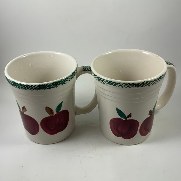 Vintage ALCO “APPLE HARVEST Mugs/Cups, Folk Art, Farm House, Country Style, Kitchen, Dining, Drinkware, (Set of 2)
