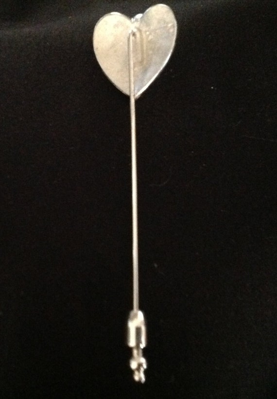 Vintage Trifari Heart Stick Pin Brooch - image 3
