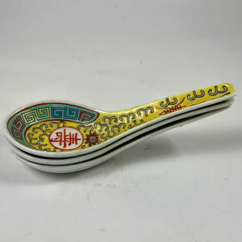 Raelitego 5pcs Asian Soup Spoon, Ceramic Chinese Soup