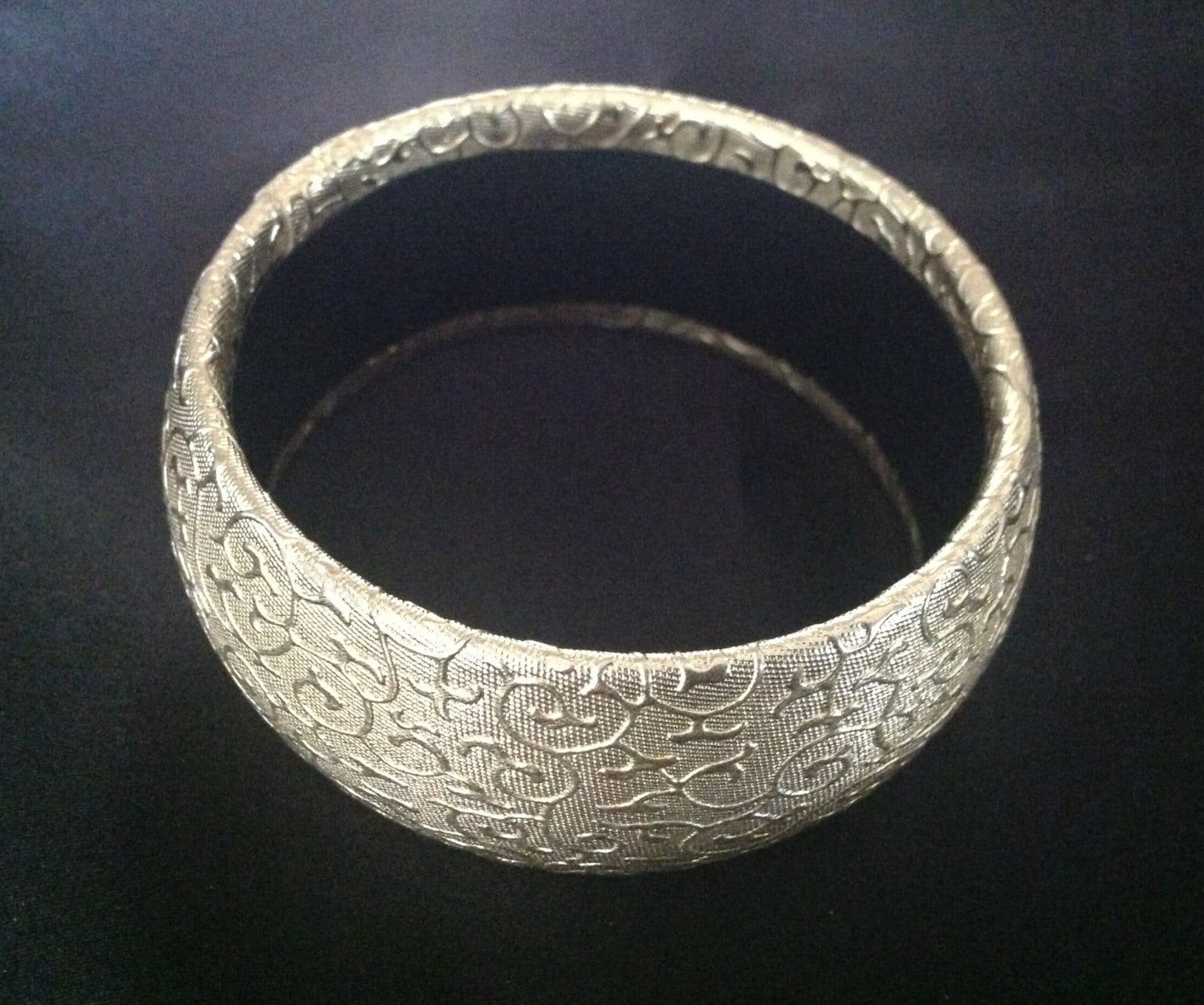 Vintage Gold Embossed Fabric Bangle Bracelet Etsy