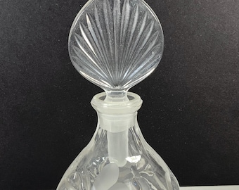 Vintage PRINCESS HOUSE PERFUME Bottle Heritage Romance Collection Lead Crystal Oval Shape Fan Glass Stopper Dauber Germany Collectible