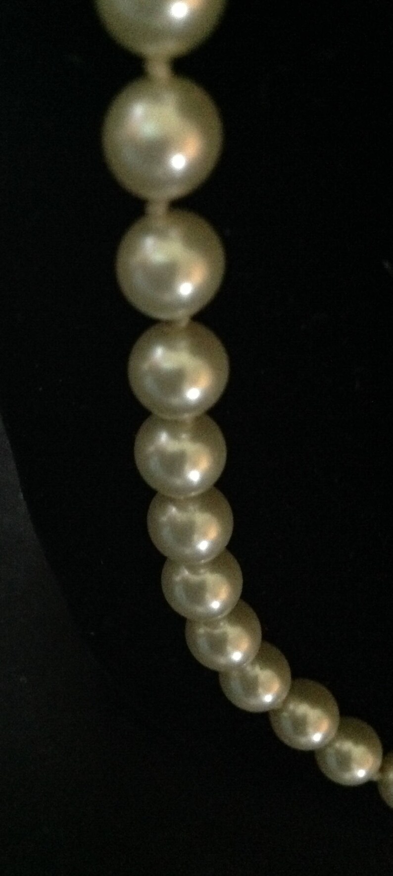 Vintage Ivory Glass Pearl Necklace Knotted image 3