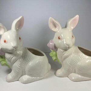 Vintage BUNNY RABBIT PLANTER Easter/Spring Decor Animal PlanterWhite Rabbit ( Price Is For Only One Rabbit Planter)