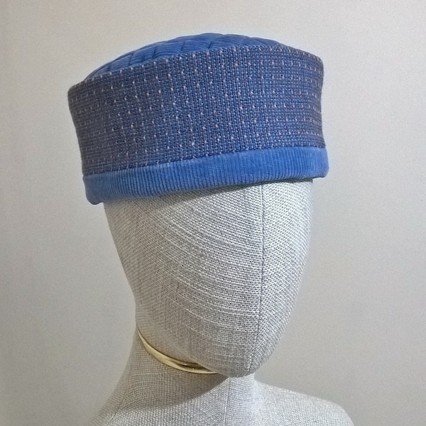 Ethnic Hippie Hat Corduroy Smoking Cap, Mens Boho Pillbox Hat