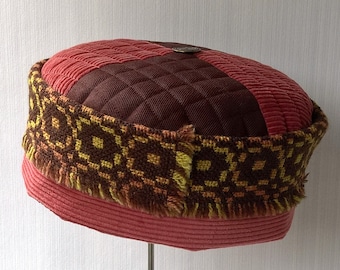 Smoking / Thinking cap with Welsh Tapestry, men’s ethnic pillbox hat