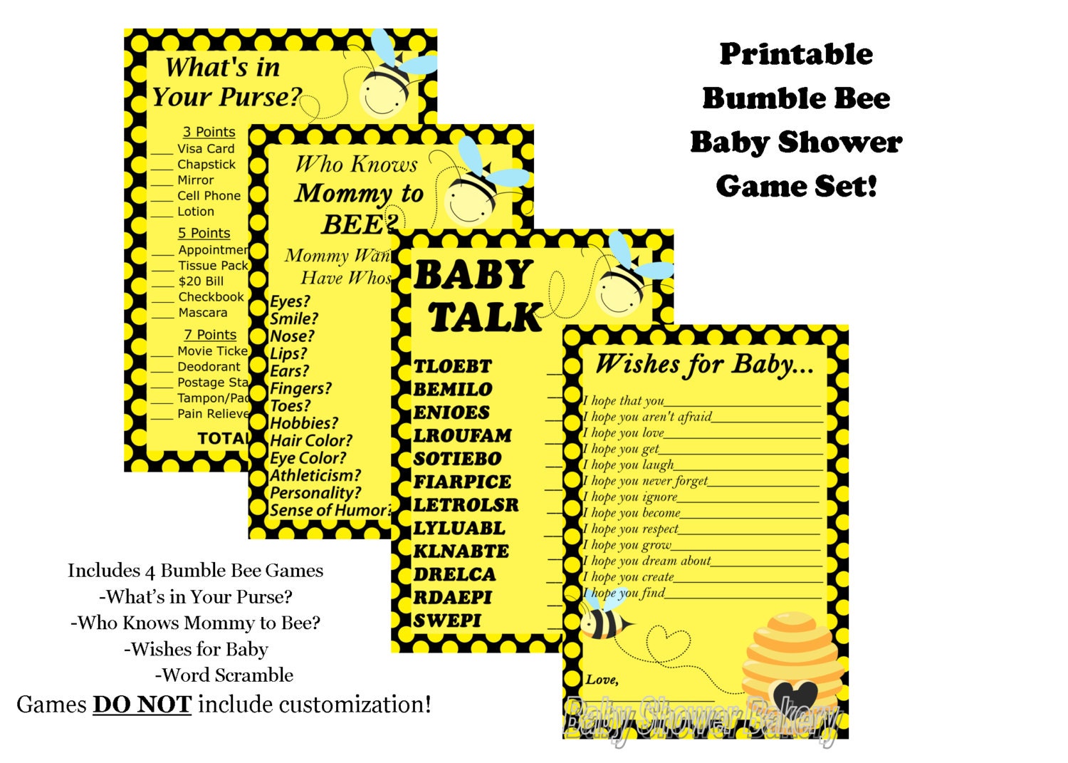 Bee Baby Shower Game Pack Mommy to Bee Baby Shower Game Etsy