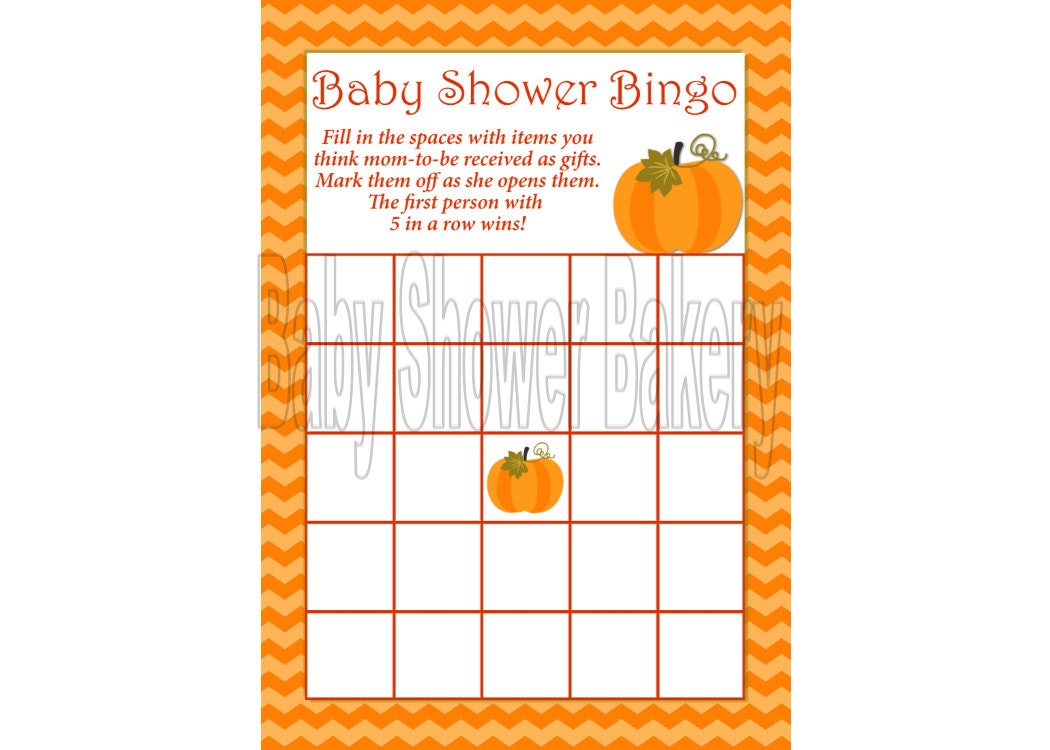 Pumpkin Theme Baby Shower Bingo Game Little Pumpkin Baby | Etsy