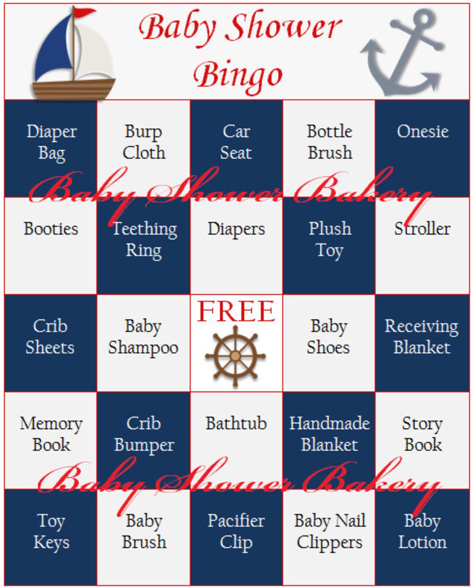 Nautical Baby Shower Game Nautical Baby Shower Bingo Etsy