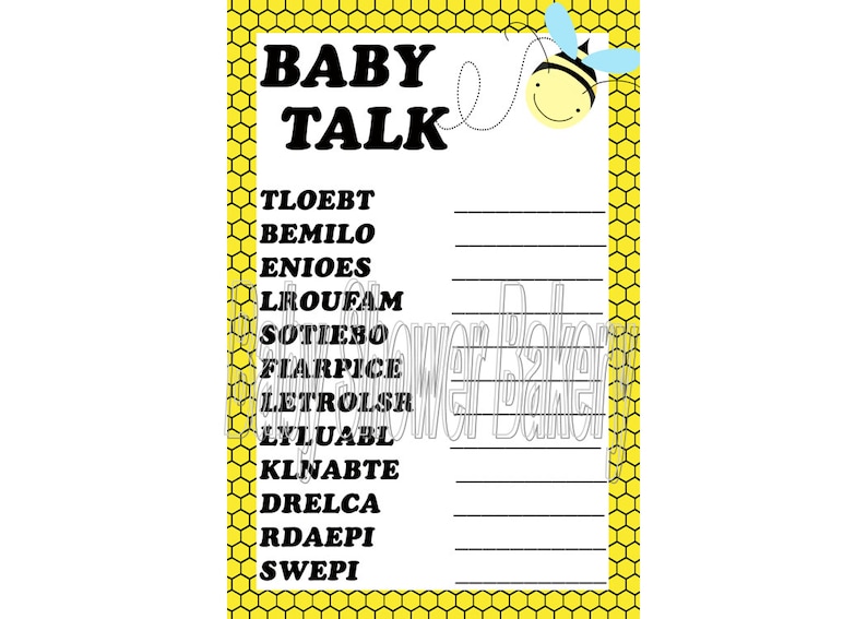 Bumble Bee Theme Baby Shower Game Bee Theme Baby Shower Word Etsy Bumble Bee Theme Baby Shower Game Bee Theme Baby Shower Word Etsy