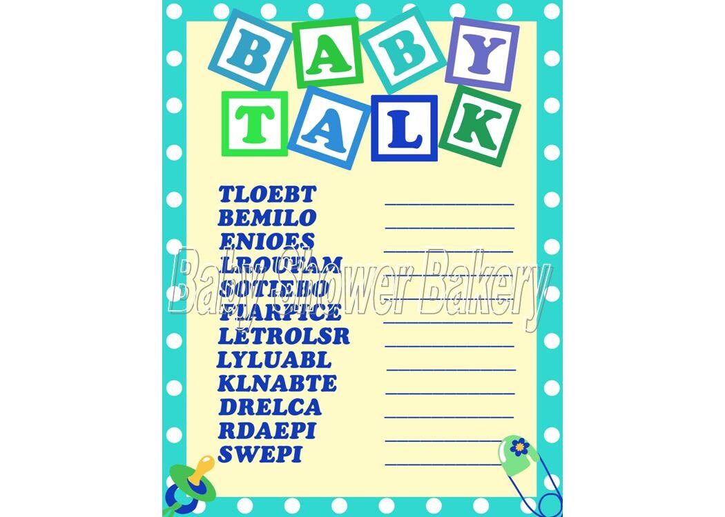 Boy Baby Shower Game Baby Word Scramble Baby Shower Game ...