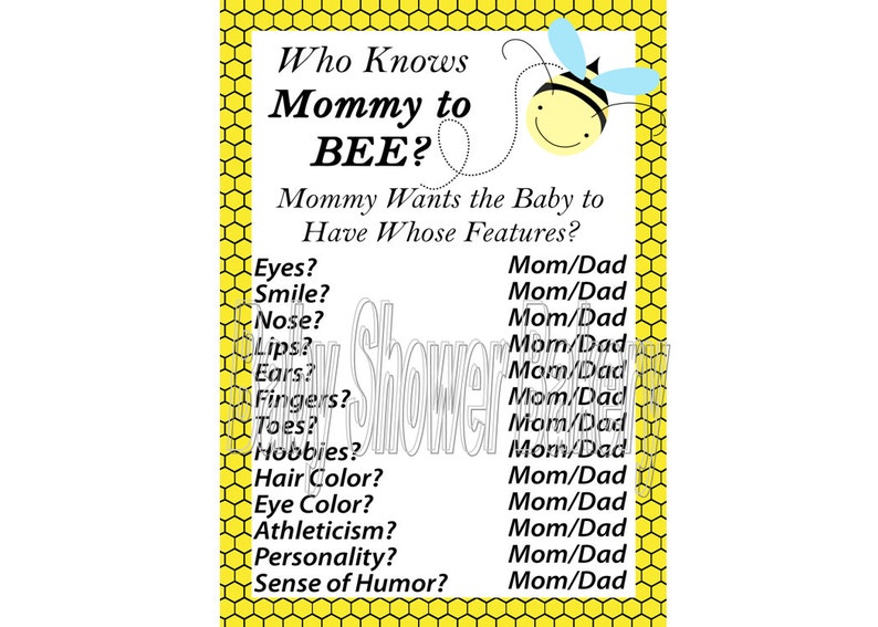 Bumble Bee Baby Shower Game Pack Bee Theme Baby Shower Game Etsy