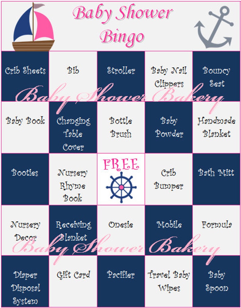Pink Nautical Baby Shower Game Girl Nautical Baby Shower Etsy