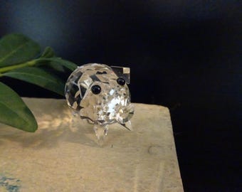 Small, Vintage, Swarovski Piggy- Austrian Crystal- Collectable- Barnyard Friends- 1980s- As Is