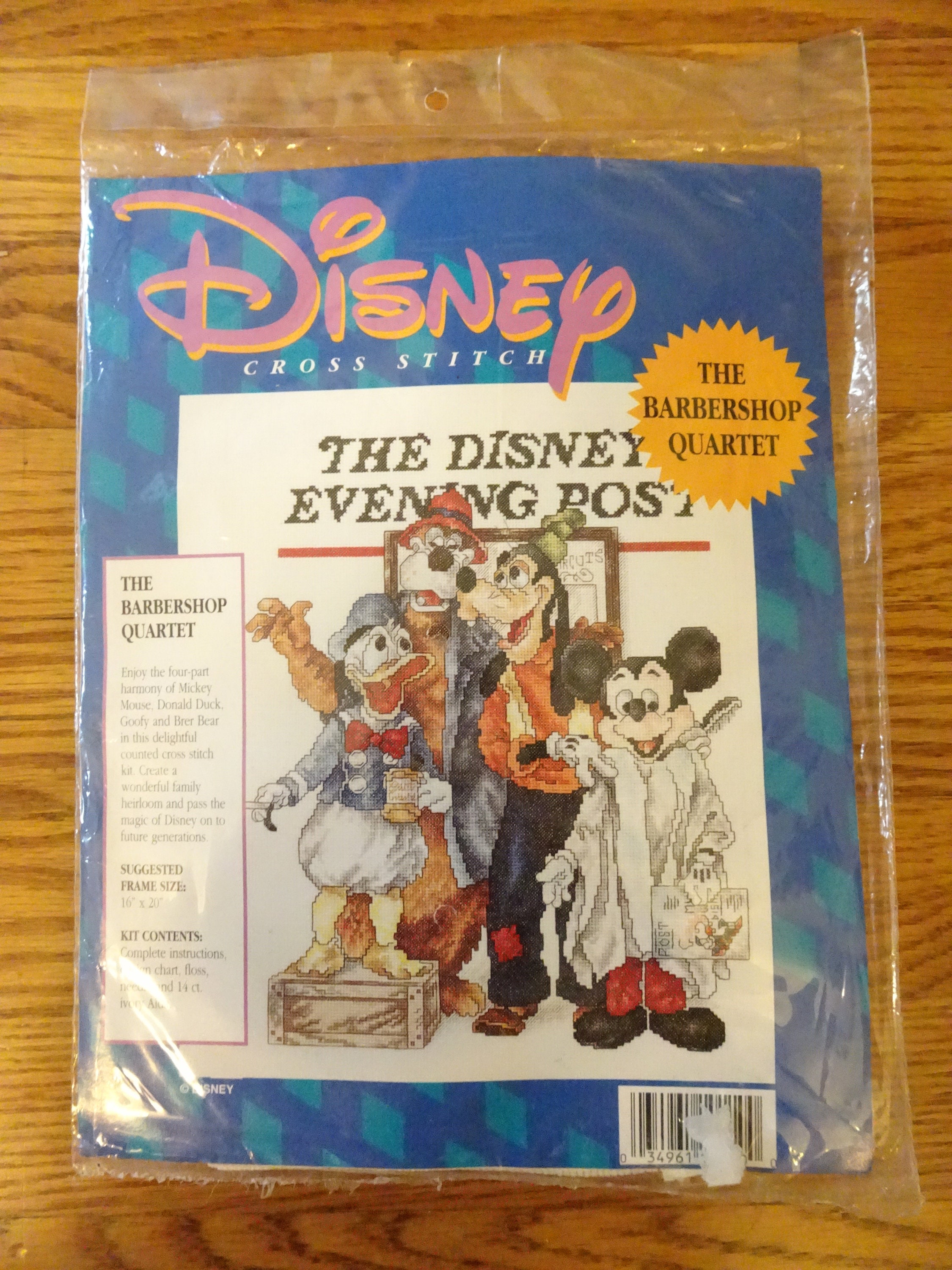 Vintage, Disney, the Barbershop Quartet Cross Stich Kit-discontinued-micky  Mouse, Goofy, Donald Duck Unopened 1990s Stitching, Needlework 