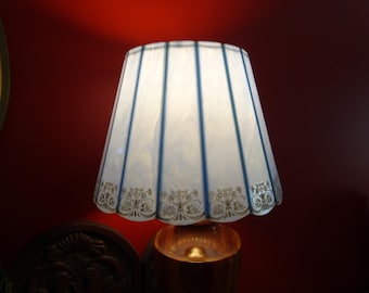 Vintage, Emeloid Company Plastic Lamp Shape- Light Blue, Swirled Design- Gold Flower Details- New Jersey, USA