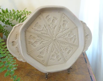 Pretty, Vintage, Stoneware, Shortbread Pan- Thistle Design- Brown Bag Cookie Art- 1988- Cooking, Baking- Flowers, Spring