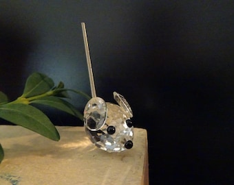 Vintage, Swarovski Crystal Mouse- SC Logo- Collectable- Spring Tail- Made in Austria