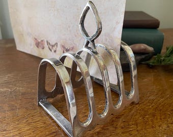 Vintage, Toast Server/Holder- Art Deco Style- Silver Toned- English Breakfast- Kitchen