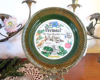 Vintage, Vermont Souvenir Plate- Homer Laughlin- Made in USA- The Preston Company, Burlington, VT