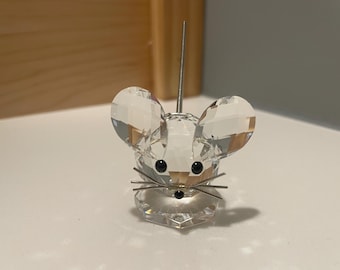 Vintage, Swarovski Mouse Figurine-Collectable, With Box- SC Block Logo- 1980s- Spring Tail