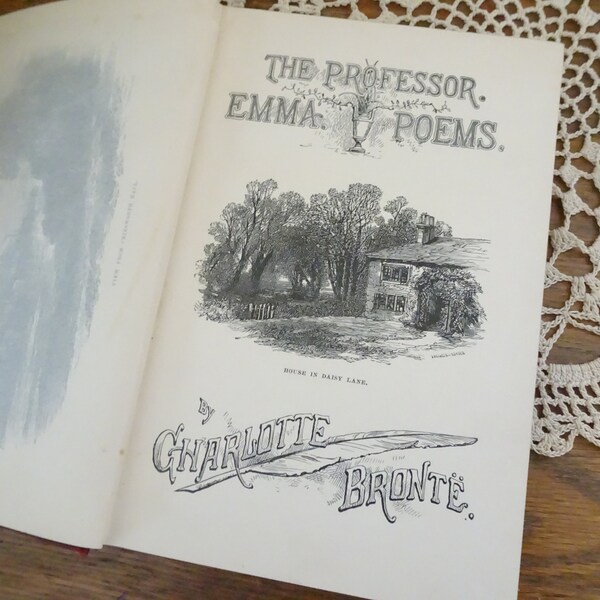 Antique Book, The Works of Charlotte Bronte- Emma, The Professor, Poetry- Illustrations- Published by Henry T Coats and Co.- Romanticism