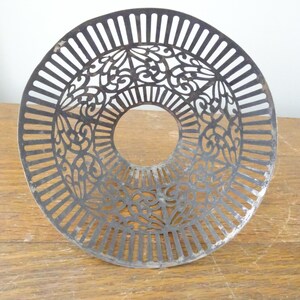 Vintage, Pierced Metal Lamp Shade- Silver Toned Metal, Silver Plate - Art Deco- Candle/Oil Lamp- Cone Shaped image 7