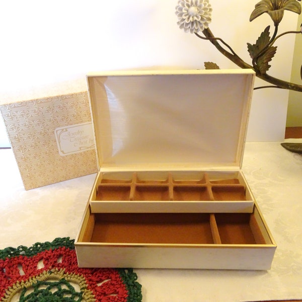 Lovely, Vintage, Jewelry Treasure Chest by Avon- Jewelry Box, Organizer- White, Gold Trim- Original Box- New, Old Stock- Unused