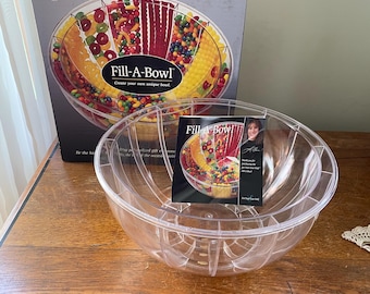 Vintage, Fill-a-Bowl- Customizable Decorative Plastic Serving Bowl- NIB- Never Used- 1990s, Y2K