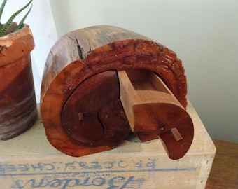 Vintage, Natural Wood Jewelry Box- Two Drawers- Made from Tree Trunk- Rustic- Trinket Box
