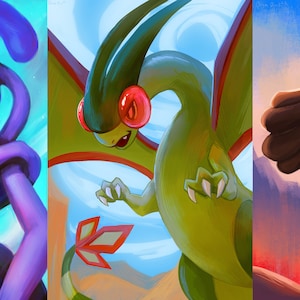 Mewtwo, Flygon, Lucario Prints