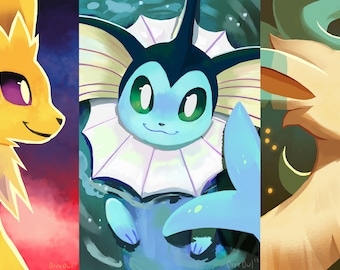 Jolteon, Vaporeon, Leafeon Prints