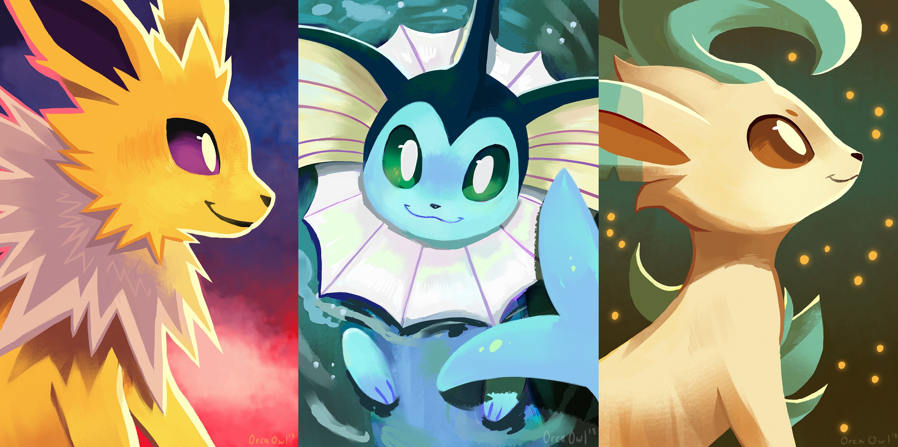 Abstract Pokemon Eeveelutions Poster Eevee Umbreon Leafeon Canvas