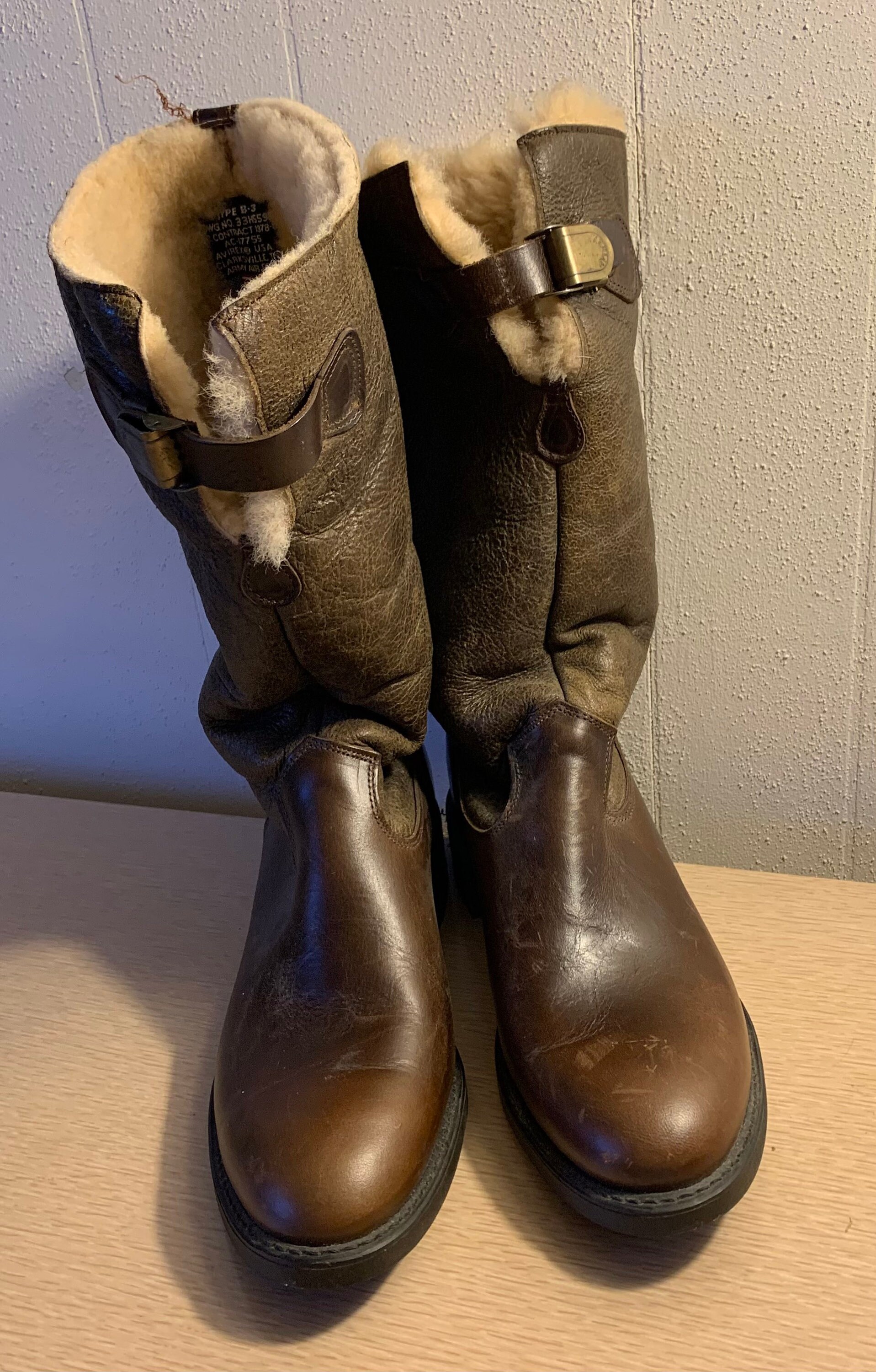 Avirex Brown Fur Lined US Army Air Forces Boots Type B3