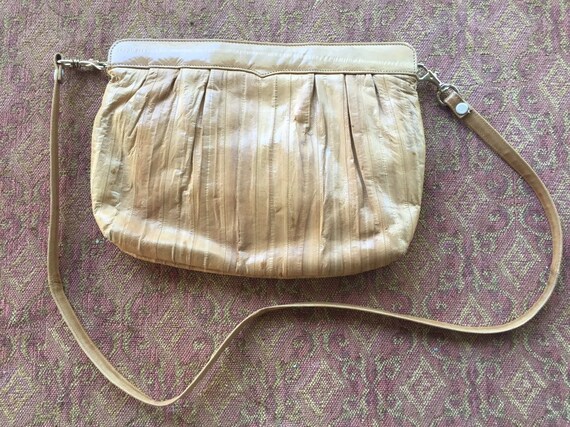 Genuine Vintage Korean Beige Eelskin Shoulder Bag - image 1