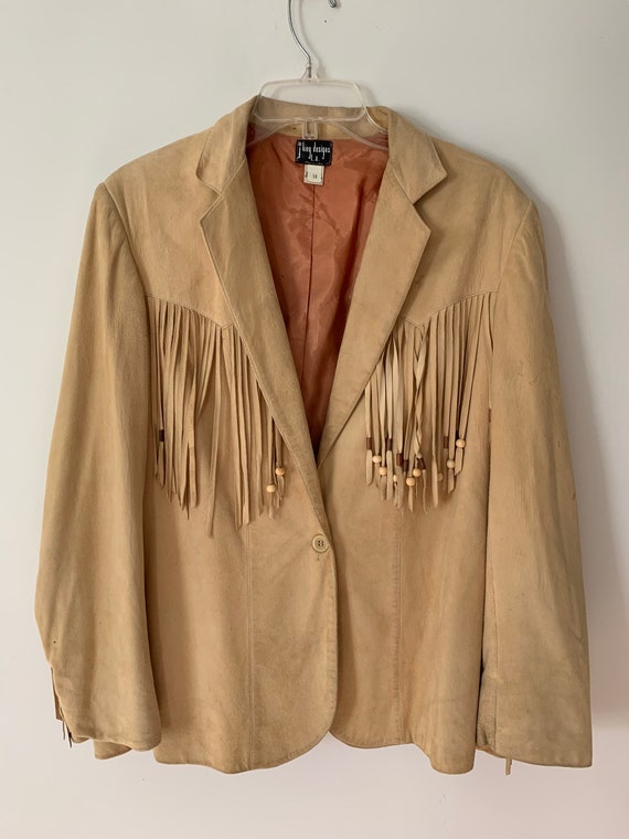 Women’s Vintage 70’s Buckskin Fringe and Beaded B… - image 1