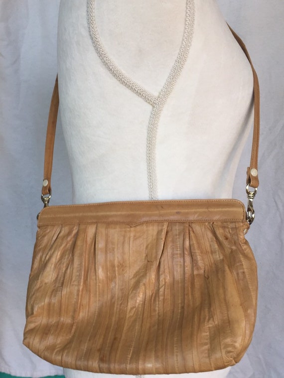 Genuine Vintage Korean Beige Eelskin Shoulder Bag - image 2