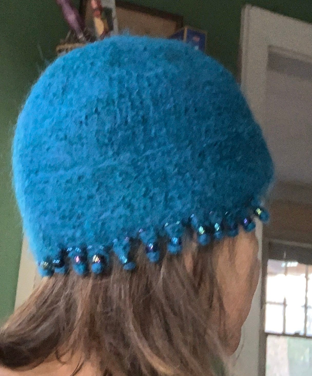 Hand Made Turquoise Felted Wool With Beads Cap - Etsy