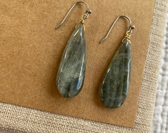 green jasper drop earrings.