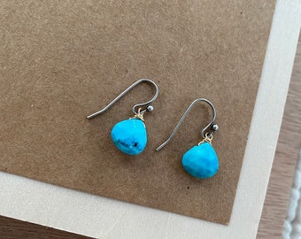 tiny faceted turquoise drop earrings.