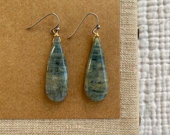 smooth green jasper drop earrings.